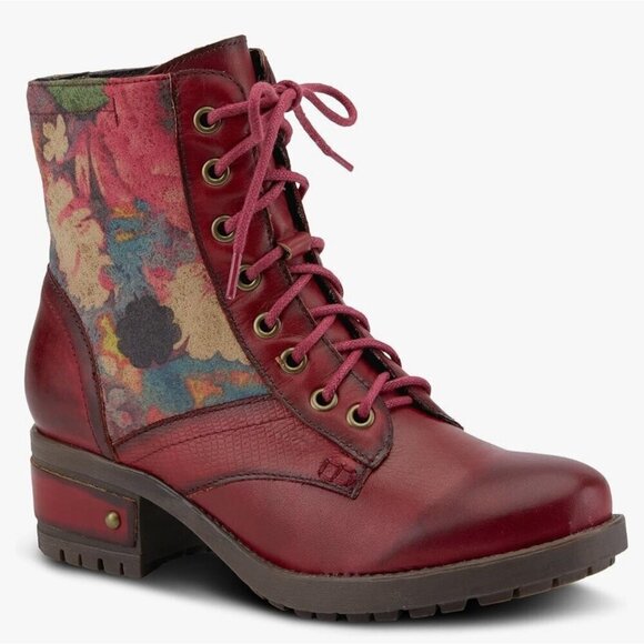 L’ARTISTE Women Marty lace up boots, Red, Size 37 - Picture 1 of 9